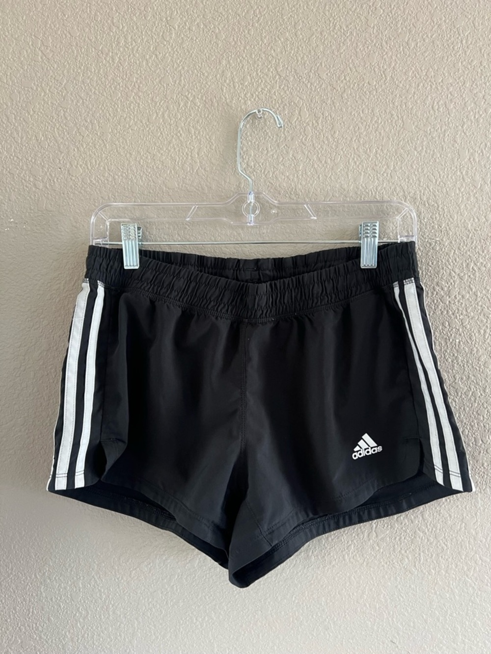 adidas Black Athletic Shorts with White Side Stripes